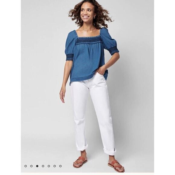Faherty NWOT Women's Presley Chambray Top Blue Size S - Picture 1 of 9